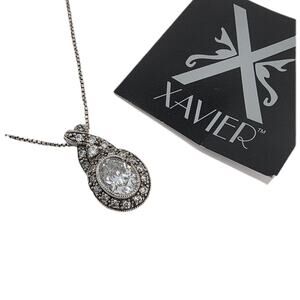 VTG Franz Xavier Absolute Simulated-Diamond CZ Pendant Necklace -Sterling Silver